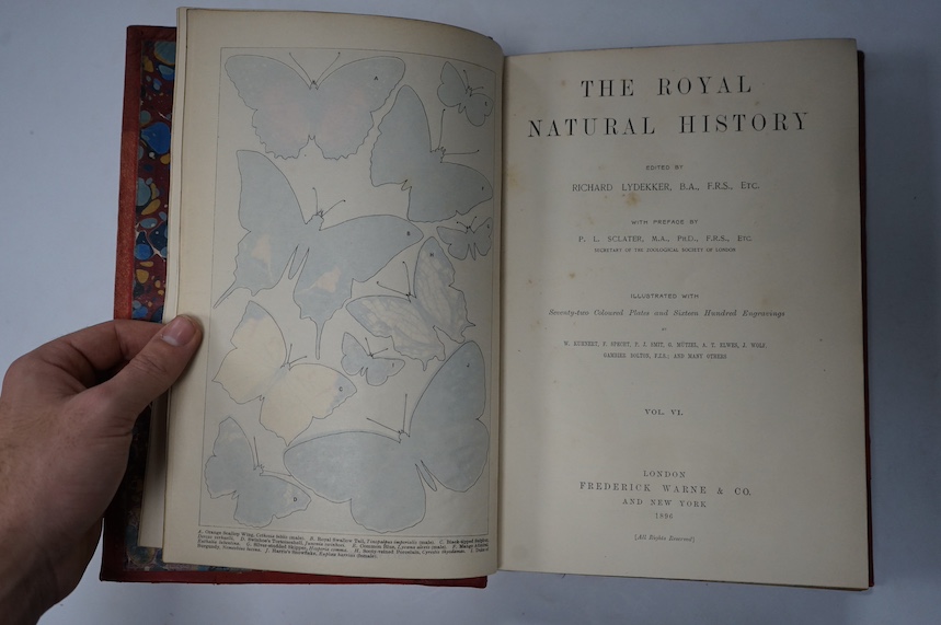 Zoology - Lydekker, R. (editor)The Royal Natural History. 6 vols., 4to, half red morocco gilt, 72 full page chromolithograph plates, Frederick Warne & Co., London and New York, 1893-1896.